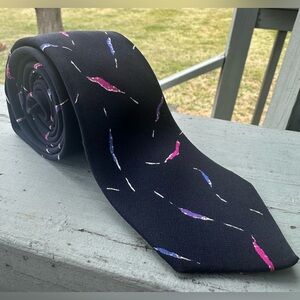 LANVIN Paris 100% Silk Luxury Contemporary Black Splatter Skinny Neck Tie 90’s